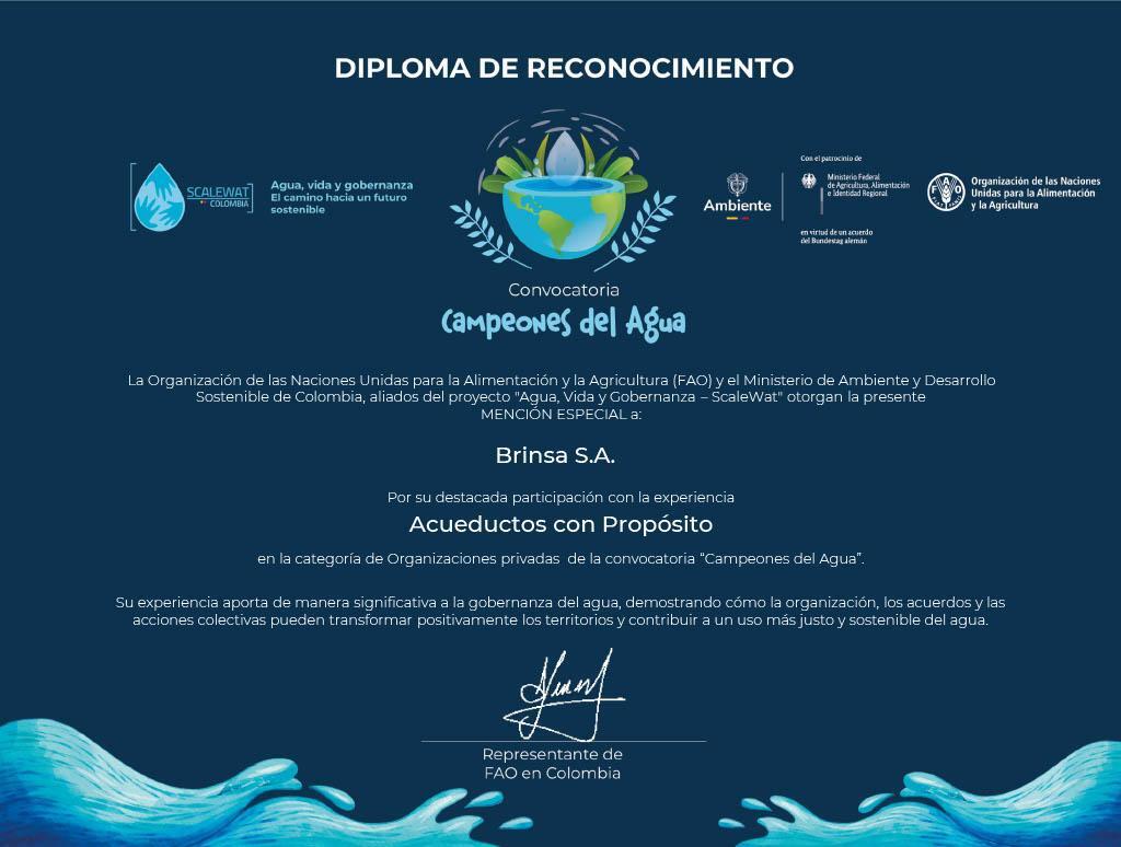 Acueductos con Propósito, reconocido en Campeones del Agua 2025
